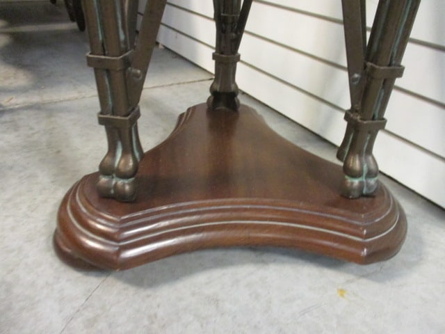 Neoclassical Style Glass Top Pedestal Plant Stand with Studded Accents - 6