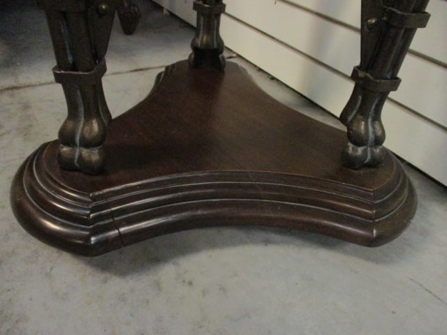 Neoclassical Style Glass Top Pedestal Plant Stand with Studded Accents - 8