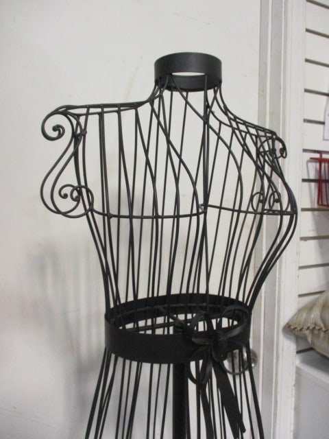 Black Metal Wire Dress Form Mannequin w/Scrollwork Base - 2
