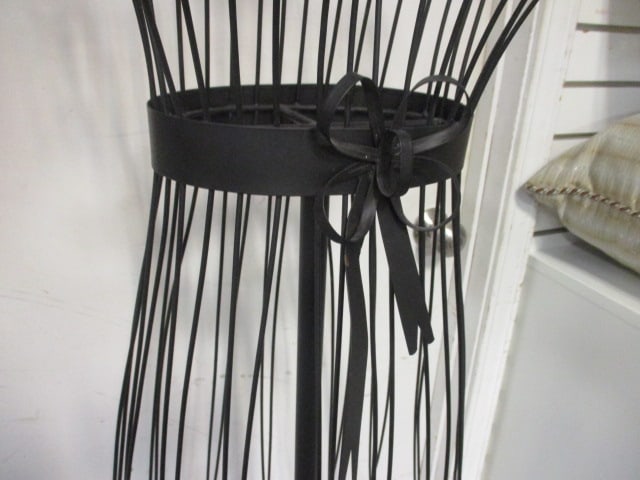 Black Metal Wire Dress Form Mannequin w/Scrollwork Base - 3