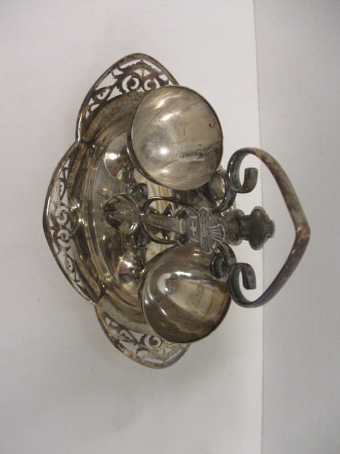 Silverplate Vtg. Egg Cruet Set (Victorian Era) - 2