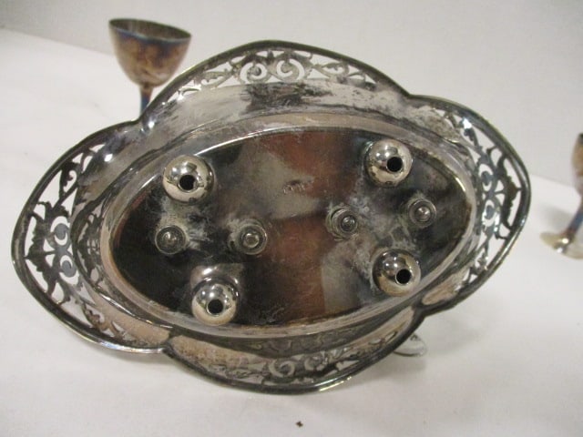 Silverplate Vtg. Egg Cruet Set (Victorian Era) - 5