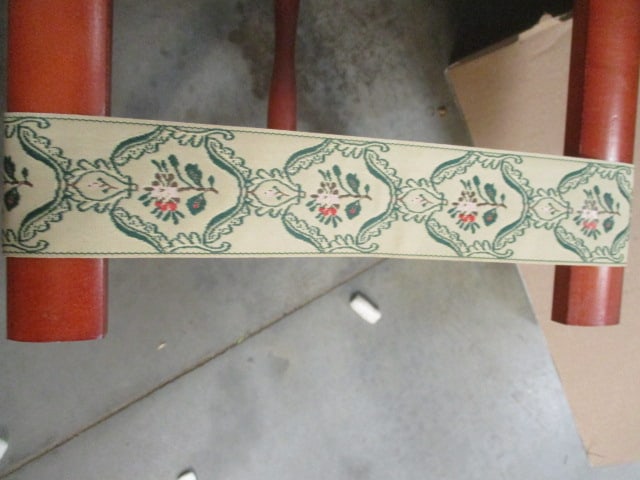 Folding Wooden Luggage Rack w/Floral Tapestry Straps - 2