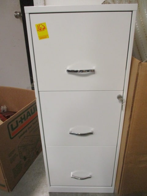 White Metal 3 Drawer File Cabinet: 14 x 18 x 36