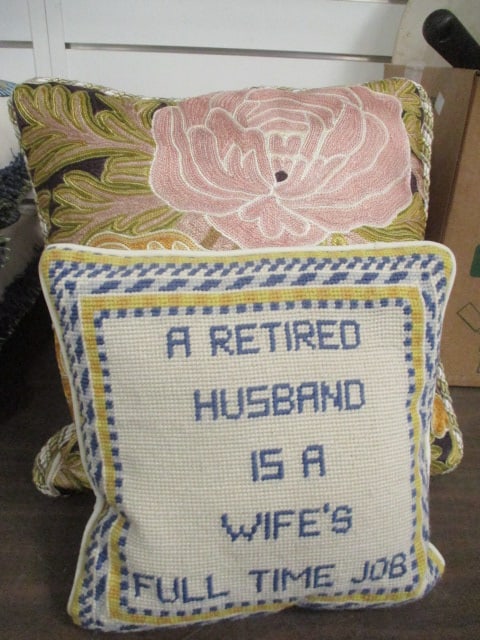 2 Needlework Pillows: .