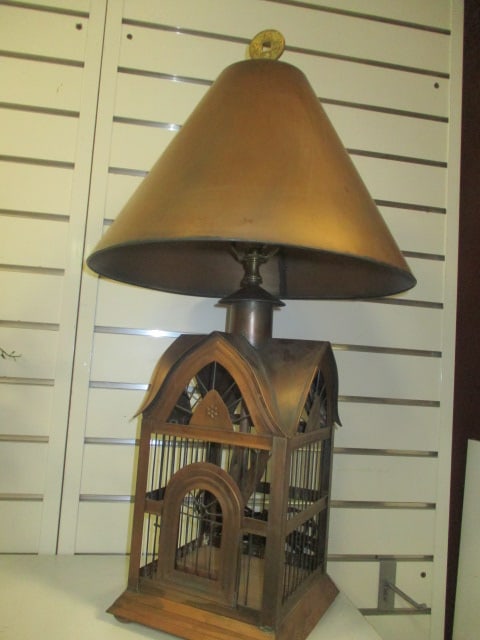Birdcage Style Copper Artisan Crafted Table Lamp: 28"