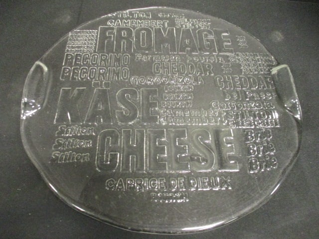Glass Handled Large Cheese Platter: 13 1/2"