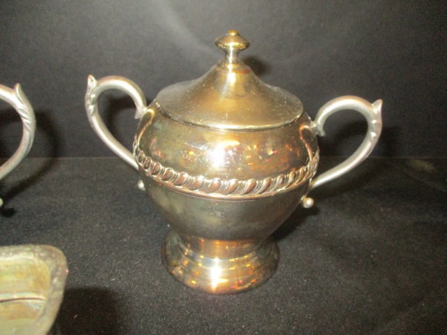 Silver on Copper 3 PC Tea Set & Bud Vase - 4