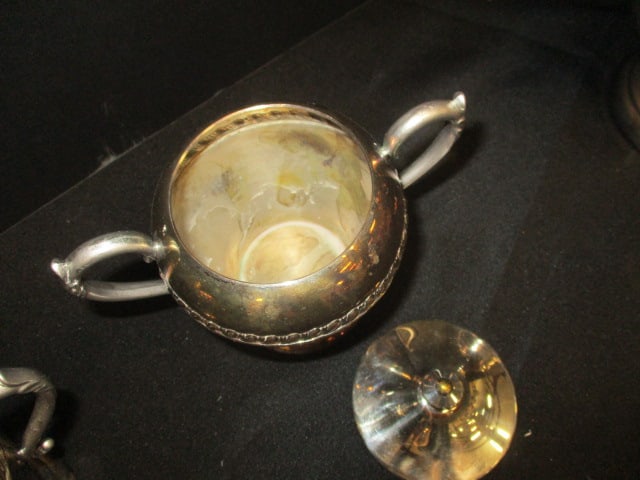 Silver on Copper 3 PC Tea Set & Bud Vase - 5