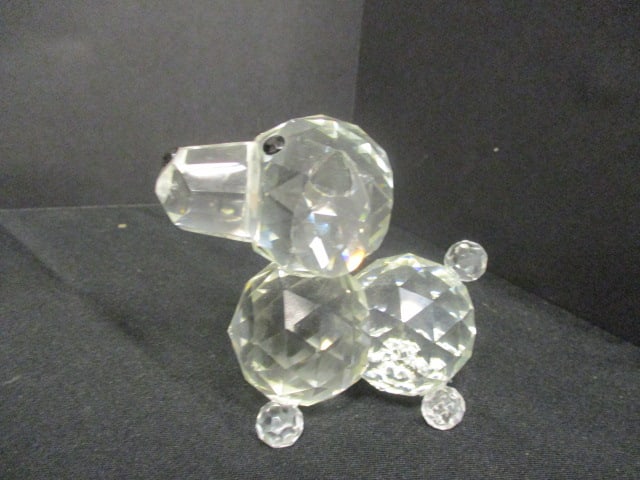 Frosted Iris Trinket Dish, Crystal Standing Poodle, Cut Glass Tray - 2