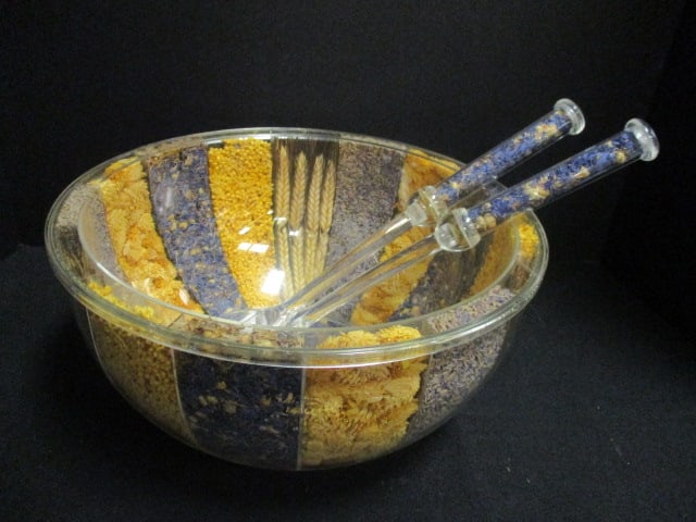 Midcentury Vtg. Double Wall Lucite Serving Bowl: 12" Diam x 6" Deep