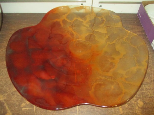 Freeform Rust Brown Glass Platter & Bowls with Mottled - 5