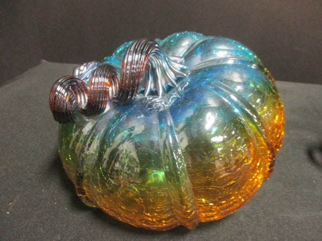 Crackle Glass Pumpkin (7") & Pumpkin Dutch Oven (6") - 4