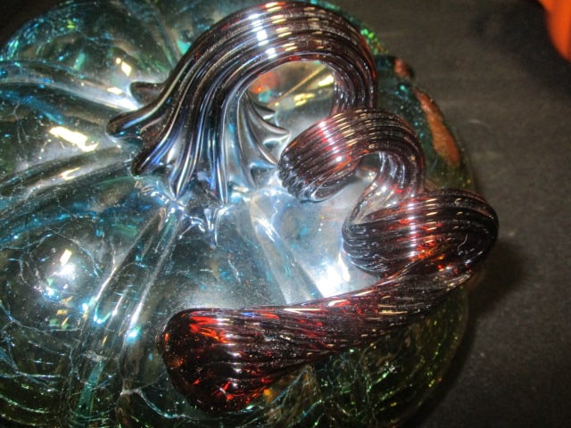 Crackle Glass Pumpkin (7") & Pumpkin Dutch Oven (6") - 5