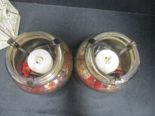 Decorative Metal Candle Lanterns (2-9") & 2 Tealight Holders - 5
