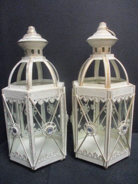Decorative Metal Candle Lanterns (2-9") & 2 Tealight Holders - 7