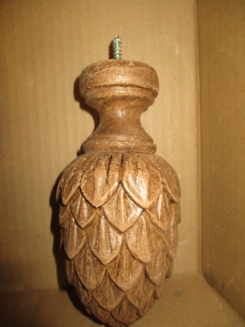 Monkey Curtain Rod Holder (2) & 2 Pine Cone Finials - 2