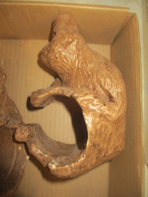 Monkey Curtain Rod Holder (2) & 2 Pine Cone Finials - 4