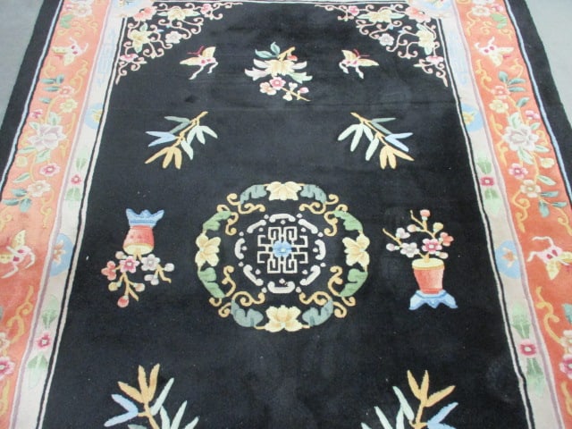 Hand Knotted Wool Chinese Longevity Symbol Central Medallion Area Rug - 3