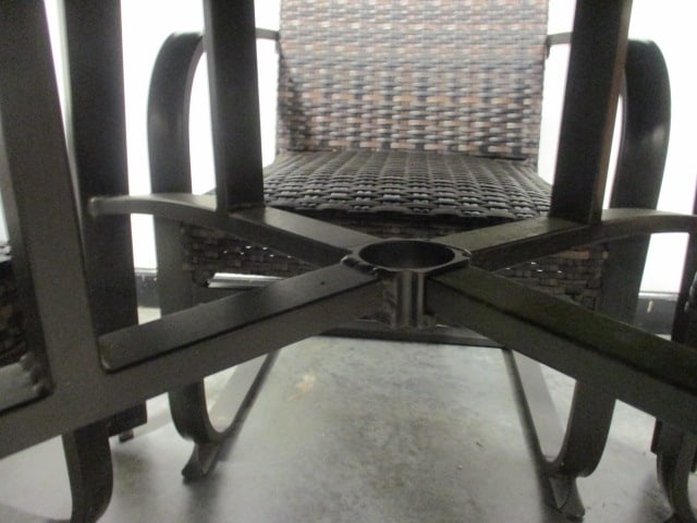Tile/Wood Look Top Patio Table with Four Cantilever Woven Resin Arm Chairs - 7