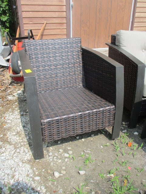 Woven Wicker Chair & Ottoman Sets (PR) w/Metal Base - 4