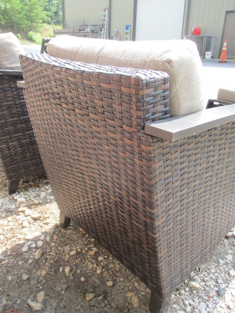 Woven Wicker Chair & Ottoman Sets (PR) w/Metal Base - 5