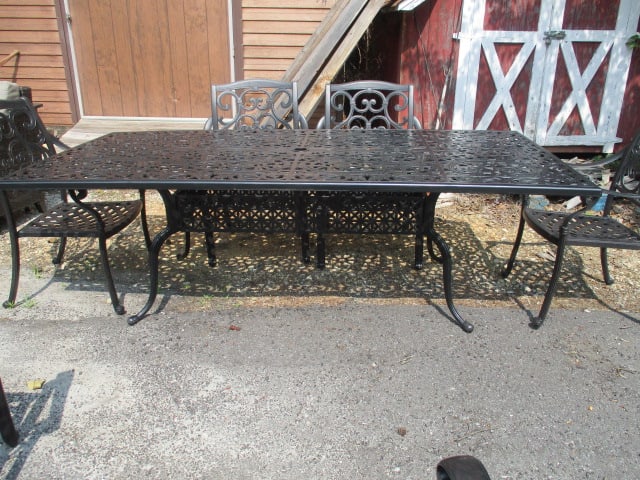 Cast Aluminum Scrollwork/Lattice Design 7 PC Patio Set - 2