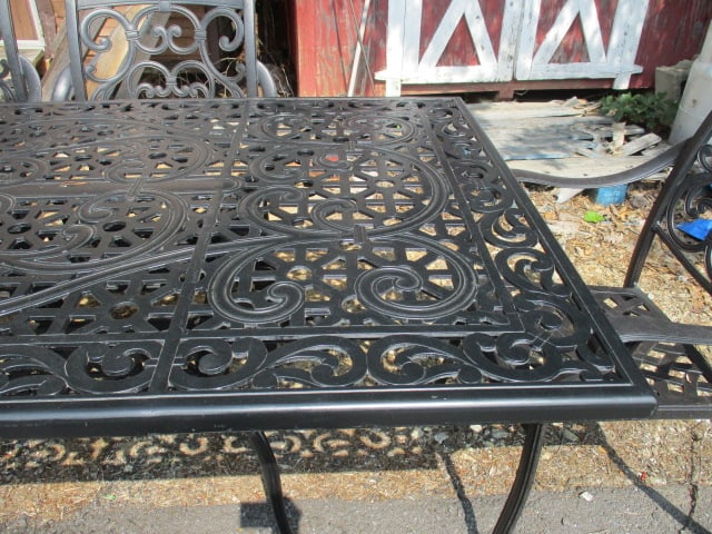 Cast Aluminum Scrollwork/Lattice Design 7 PC Patio Set - 3
