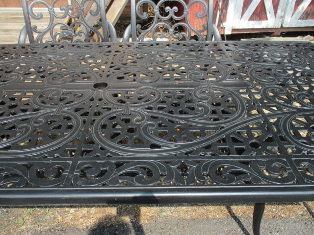 Cast Aluminum Scrollwork/Lattice Design 7 PC Patio Set - 4