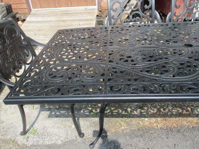 Cast Aluminum Scrollwork/Lattice Design 7 PC Patio Set - 5