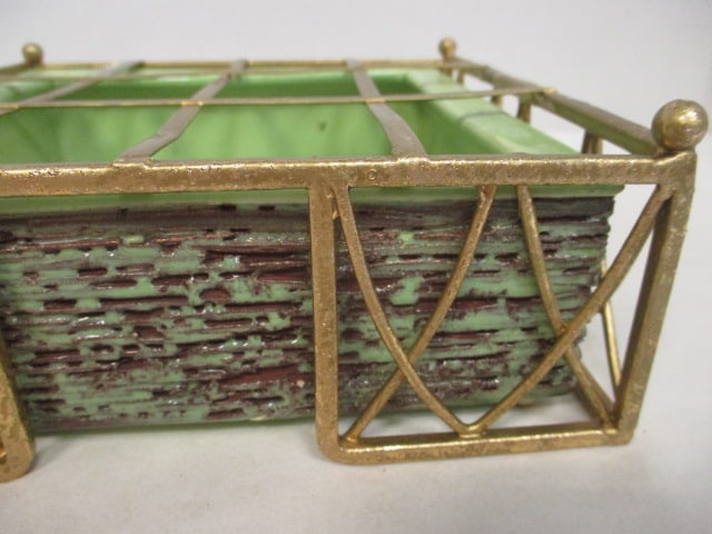Bishop California Ceramics Square Floral Cage Flower Frog w/Bowl - 3