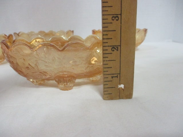 Jeanette Glass Footed Open Candy Dishes (Marigold Carnival Glass) - 7