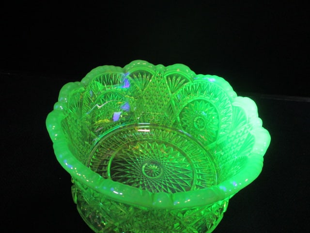 Uranium Glass Yellow/Green Vtg. Bowl - 2