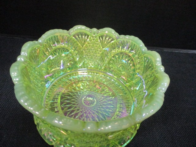 Uranium Glass Yellow/Green Vtg. Bowl - 3
