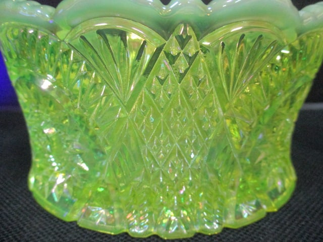 Uranium Glass Yellow/Green Vtg. Bowl - 4