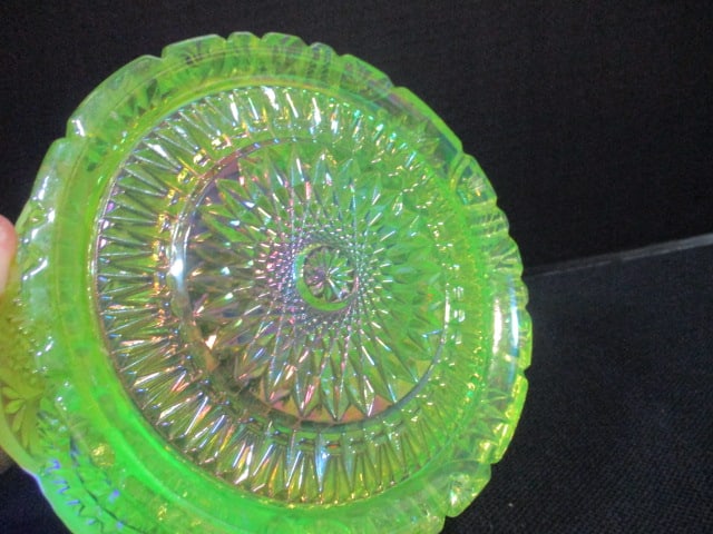 Uranium Glass Yellow/Green Vtg. Bowl - 7