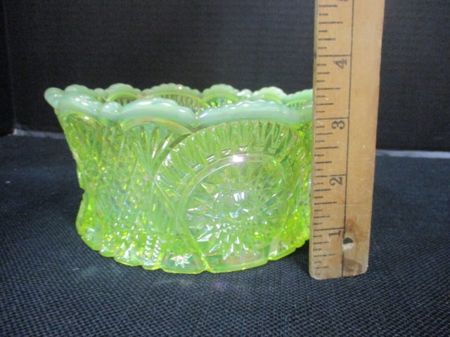 Uranium Glass Yellow/Green Vtg. Bowl - 9