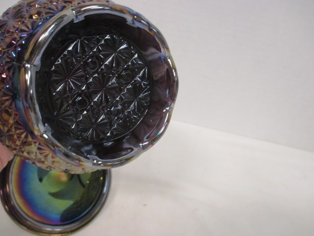 Daisy & Button Irridescent Carnival Glass Candy Dish - 7