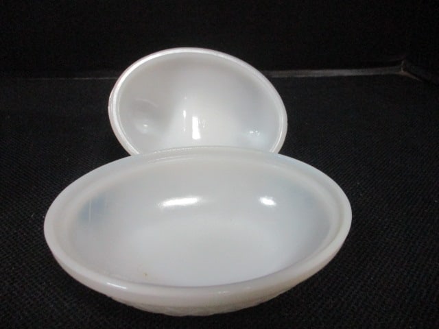 Clear Glass 7" Hen on Nest (cracked) & Milk Glass 4 1/2" Hen on Nest - 3