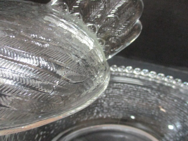 Clear Glass 7" Hen on Nest (cracked) & Milk Glass 4 1/2" Hen on Nest - 7