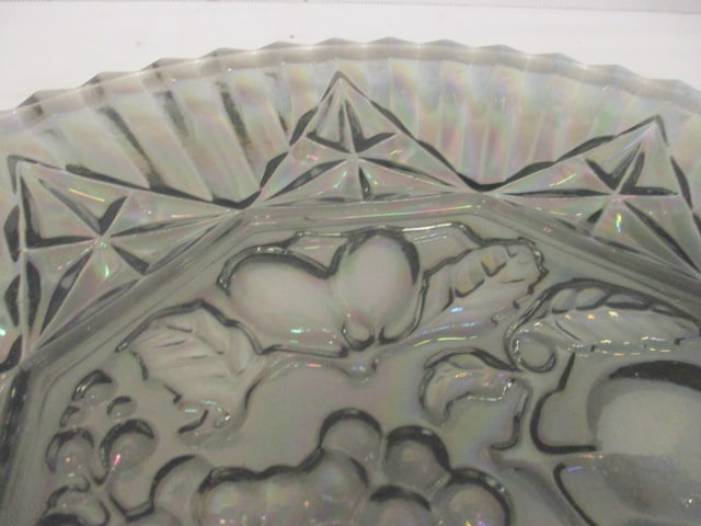 Pioneer Smoky Gray 11" Irridescent Carnival Glass Platter - 2