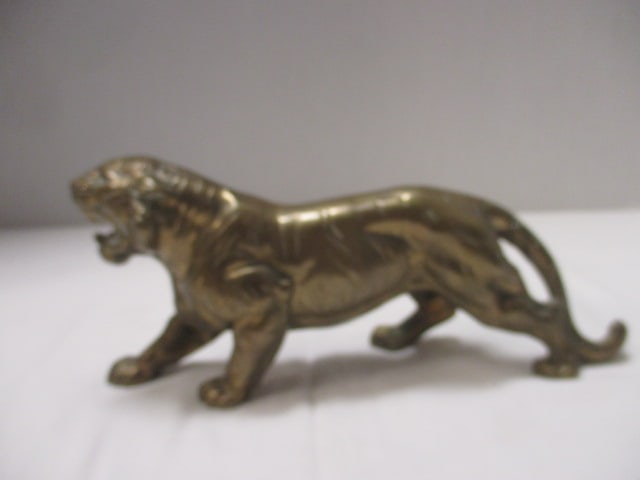Brass Tiger Figurine (10 x 4) & Brass Frog 4" - 7