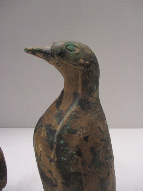 Patinaed Mid Century Cast Iron Penguin Sculptures - 3