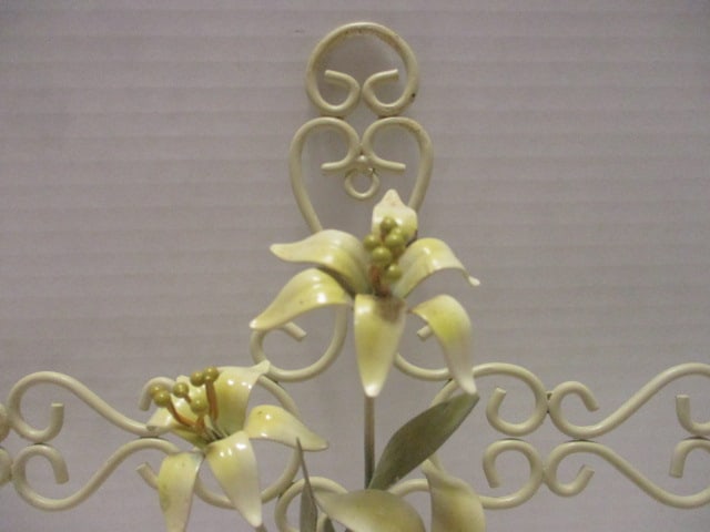 Metal Ornamental Wall Cross w/Applied Lilies - 2