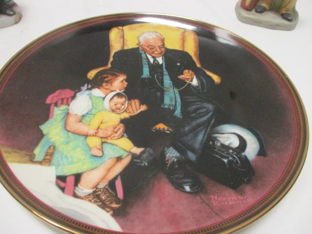 Bradford Exchange Norman Rockwell 1988 Plate, & 2 Doctor Figurines - 2