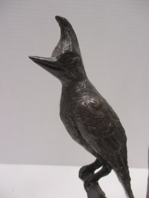 Cast Metal Birds on Tree Stump Sculpture - 2