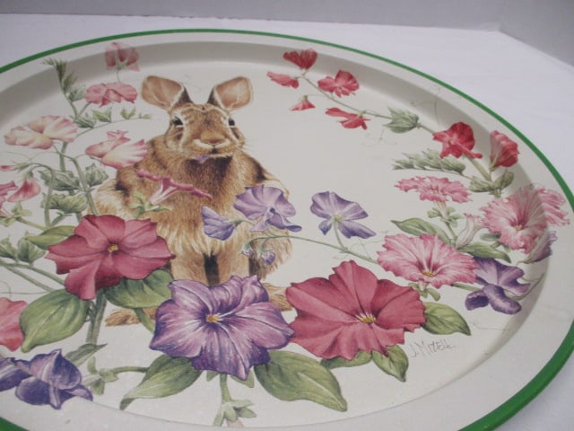 Potpourri Design by Judy Mizell 1994 Rabbit Metal Tray - 3