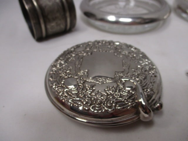 Sarah Coventry Rhinestone Clip On Earrings, 2 Napkin Rings, - 3