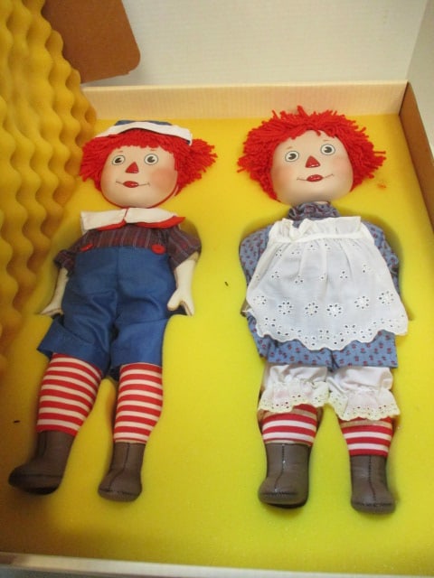 Ideal 1983 Raggedy Ann & Andy 16" Porcelain Collector Dolls w/coa - 3