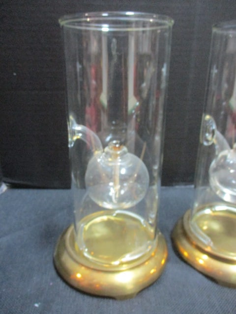 Glass Oil Lamps (2) 10" & Decorative Christmas Candle - 2